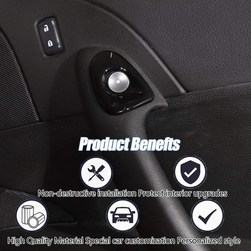 Moittellc Car Door Switch Cover Trim Compatible with Chevy Corvette C6 2005-2013, Interior Door Release Bezel Switch Button Trim Accessories (Glossy Black) - Image 3